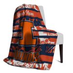 custom illinois fighting illini floral stripes blue white blanket best selling