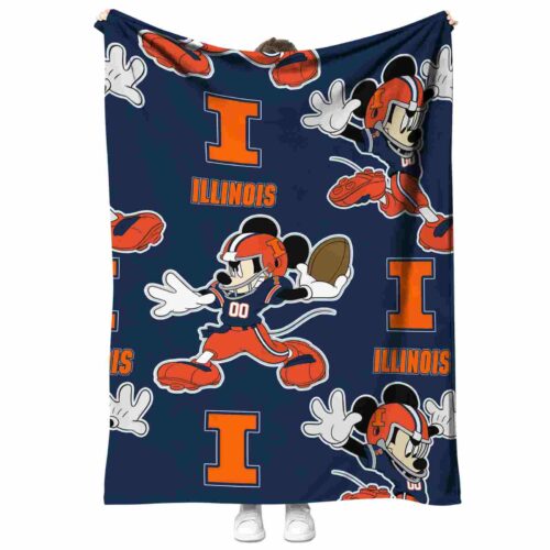 custom illinois fighting illini mickey blue blanket best selling