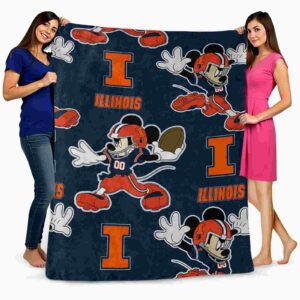 custom illinois fighting illini mickey blue blanket fashion forward