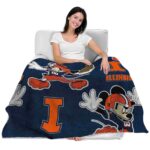 custom illinois fighting illini mickey blue blanket best selling