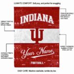 custom indiana hoosiers grunge texture red white blanket new arrival