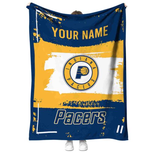 custom indiana pacers paint strokes blue white blanket best selling