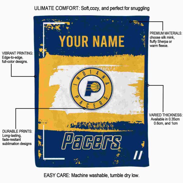 custom indiana pacers paint strokes blue white blanket new arrival