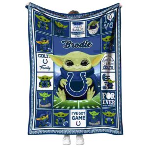 custom indianapolis colts baby yoda blue blanket best selling