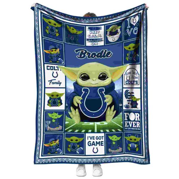 custom indianapolis colts baby yoda blue blanket best selling