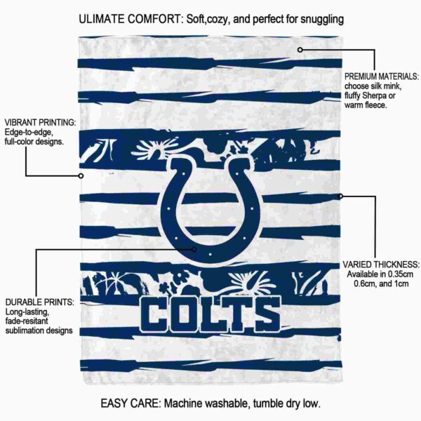 custom indianapolis colts floral stripes blue white blanket new arrival