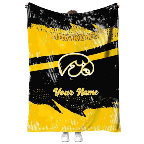 custom iowa hawkeyes grunge streaks black blanket best selling
