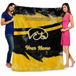 custom iowa hawkeyes grunge streaks black blanket fashion forward