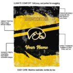 custom iowa hawkeyes grunge streaks black blanket best selling