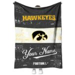 custom iowa hawkeyes grunge texture black white blanket best selling
