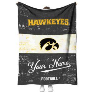 custom iowa hawkeyes grunge texture black white blanket best selling