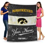 custom iowa hawkeyes grunge texture black white blanket fashion forward
