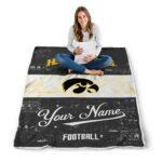 custom iowa hawkeyes grunge texture black white blanket high quality