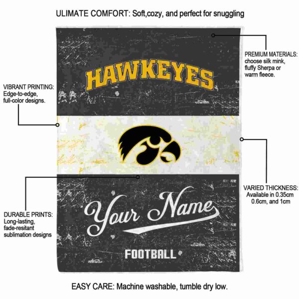 custom iowa hawkeyes grunge texture black white blanket new arrival