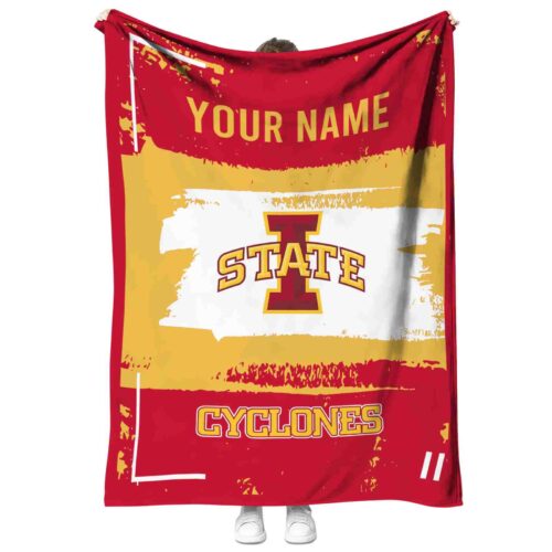 custom iowa state cyclones paint strokes red white blanket best selling