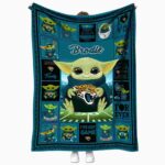 custom jacksonville jaguars baby yoda teal blanket best selling