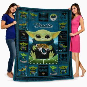 custom jacksonville jaguars baby yoda teal blanket fashion forward