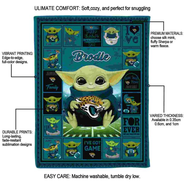 custom jacksonville jaguars baby yoda teal blanket new arrival