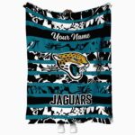 custom jacksonville jaguars floral stripes teal white blanket best selling