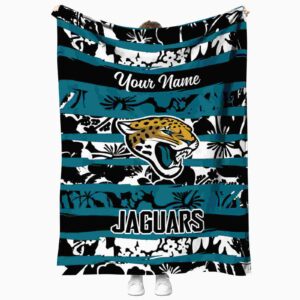 custom jacksonville jaguars floral stripes teal white blanket best selling