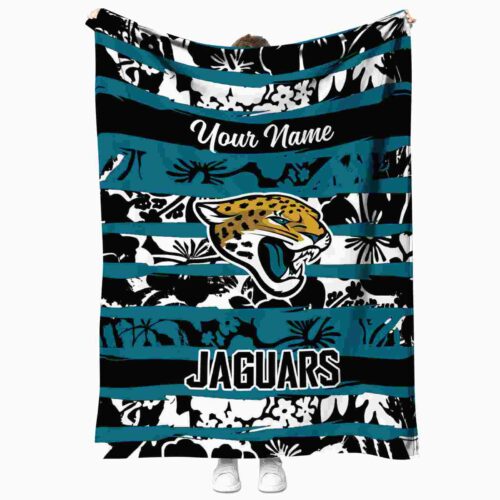 custom jacksonville jaguars floral stripes teal white blanket best selling