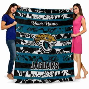 custom jacksonville jaguars floral stripes teal white blanket fashion forward