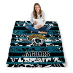 custom jacksonville jaguars floral stripes teal white blanket high quality