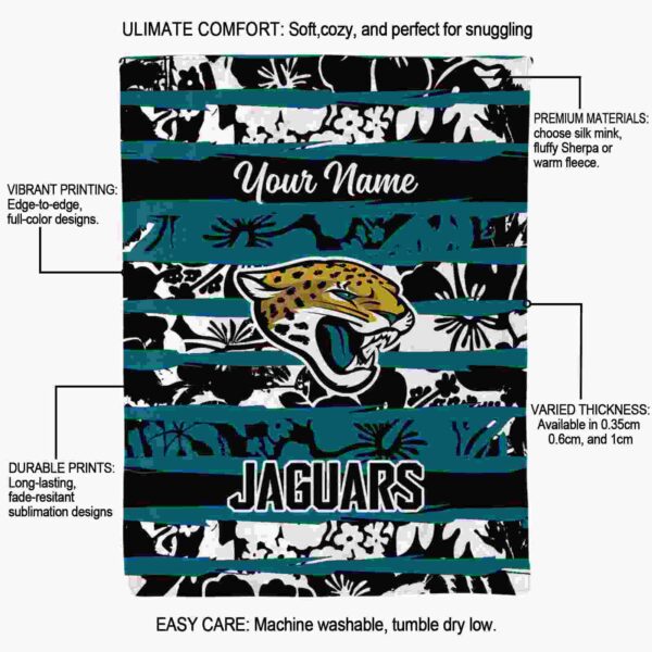 custom jacksonville jaguars floral stripes teal white blanket new arrival