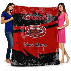 custom jacksonville state gamecocks grunge streaks red blanket fashion forward