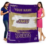 custom james madison dukes paint strokes purple white blanket best selling