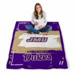 custom james madison dukes paint strokes purple white blanket best selling