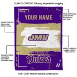 custom james madison dukes paint strokes purple white blanket best selling