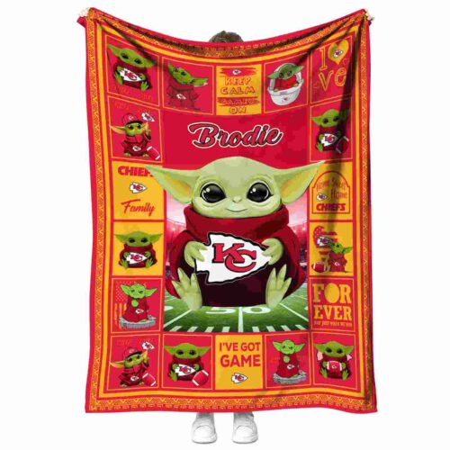 custom kansas city chiefs baby yoda red blanket best selling