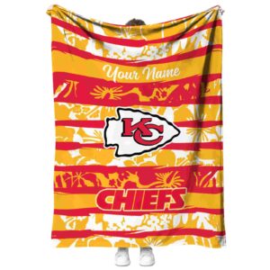 custom kansas city chiefs floral stripes red white blanket best selling