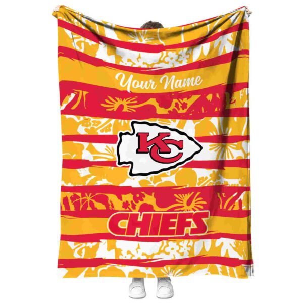 custom kansas city chiefs floral stripes red white blanket best selling