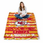 custom kansas city chiefs floral stripes red white blanket high quality