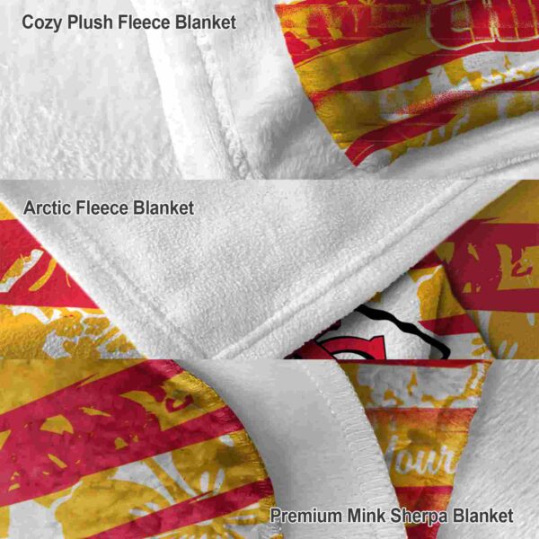 custom kansas city chiefs floral stripes red white blanket premium grade