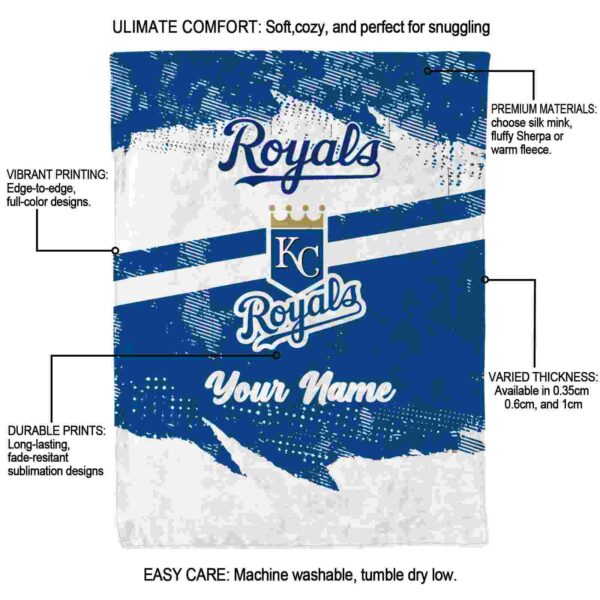 custom kansas city royals grunge streaks royal blue blanket new arrival
