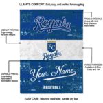 custom kansas city royals grunge texture royal blue white blanket new arrival