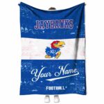 custom kansas jayhawks grunge texture blue white blanket best selling