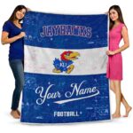 custom kansas jayhawks grunge texture blue white blanket best selling