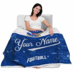 custom kansas jayhawks grunge texture blue white blanket best selling