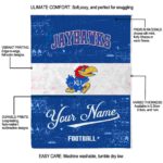custom kansas jayhawks grunge texture blue white blanket best selling