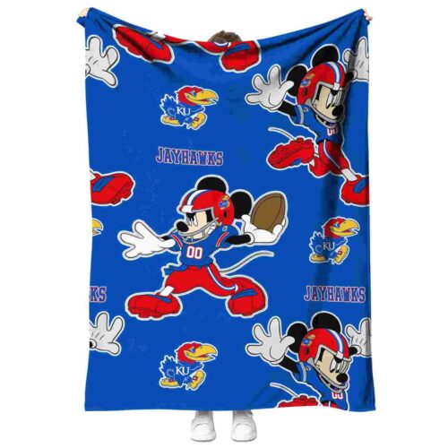 custom kansas jayhawks mickey blue blanket best selling