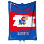custom kansas jayhawks paint strokes blue white blanket best selling