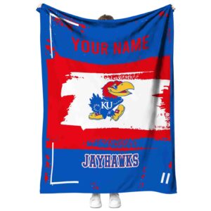 custom kansas jayhawks paint strokes blue white blanket best selling