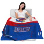 custom kansas jayhawks paint strokes blue white blanket latest model