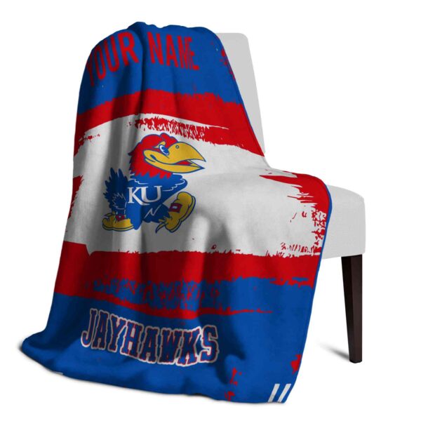 custom kansas jayhawks paint strokes blue white blanket top rated