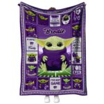 custom kansas state wildcats baby yoda purple blanket best selling