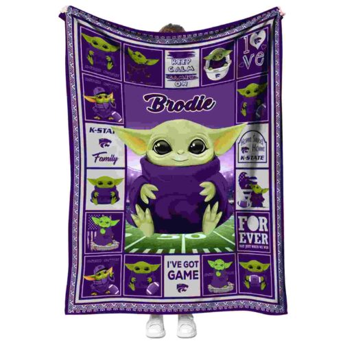 custom kansas state wildcats baby yoda purple blanket best selling